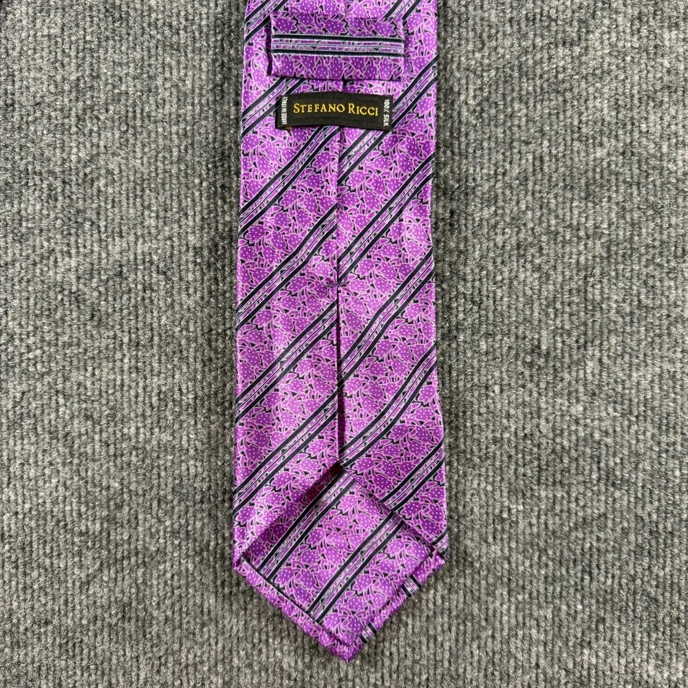 Stefano Ricci Purple Blue Floral Silk Men Tie 3.75